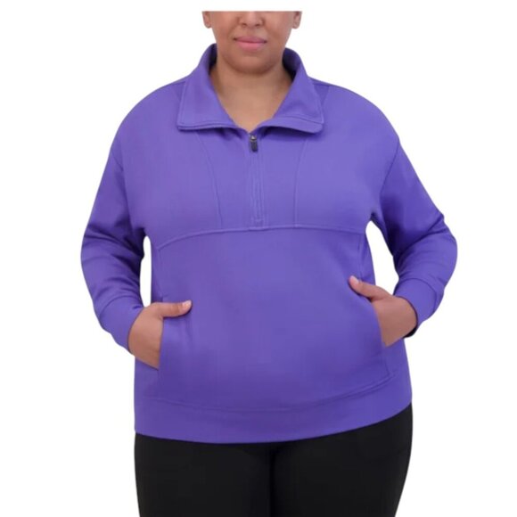 NEW Gaiam Ribbed Quarter Zip Pullover | Periwinkle - Picture 1 of 6